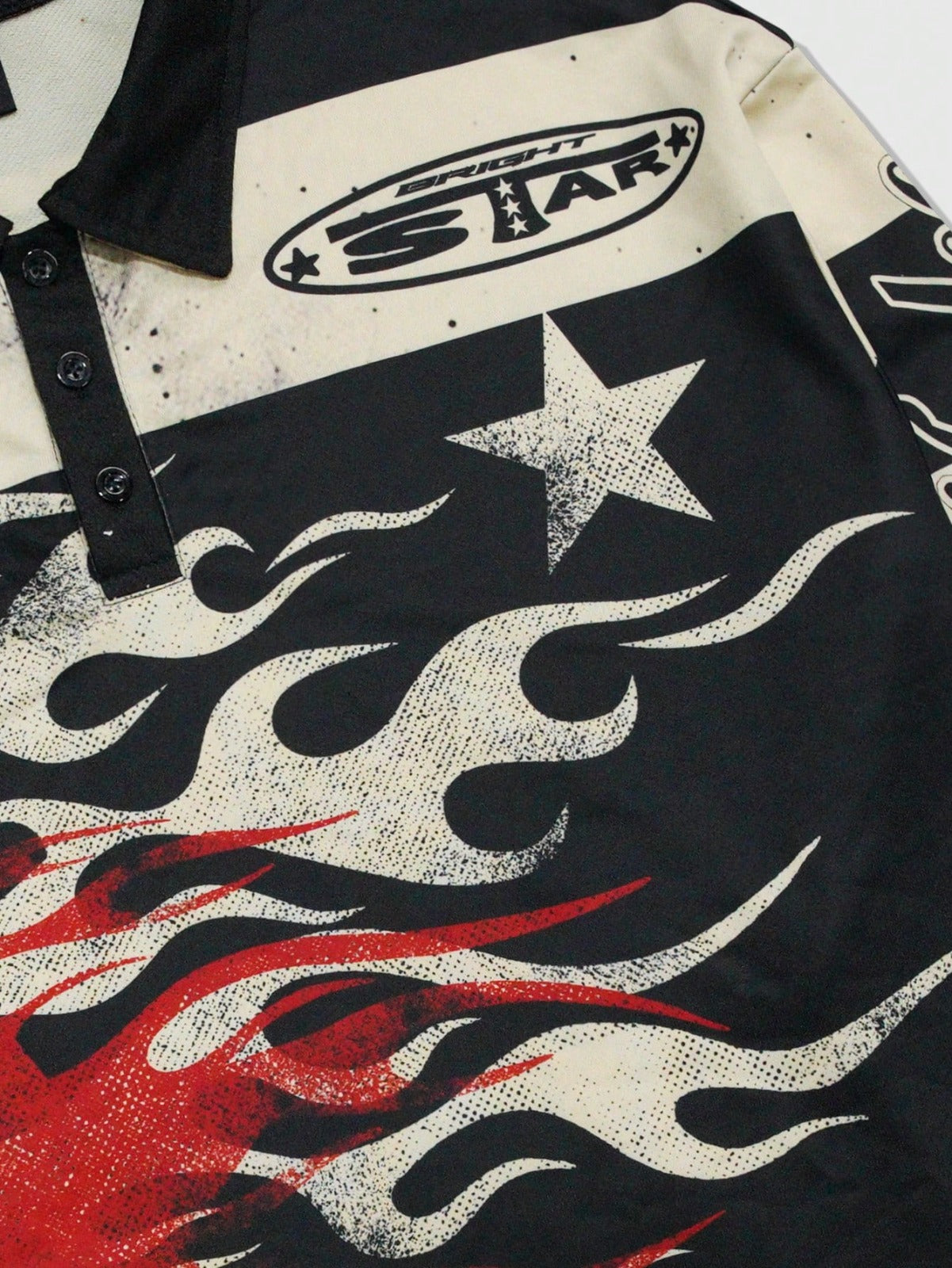 Y2K Striped Graphic Polo Shirt