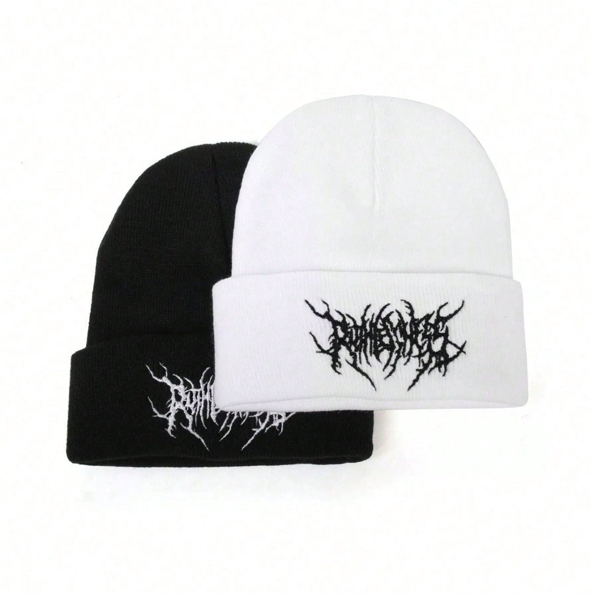 Gothic Y2K Embroidered Knitted Beanie