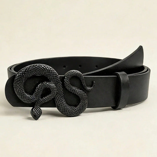 Y2K Snake Buckle PU Leather Belt