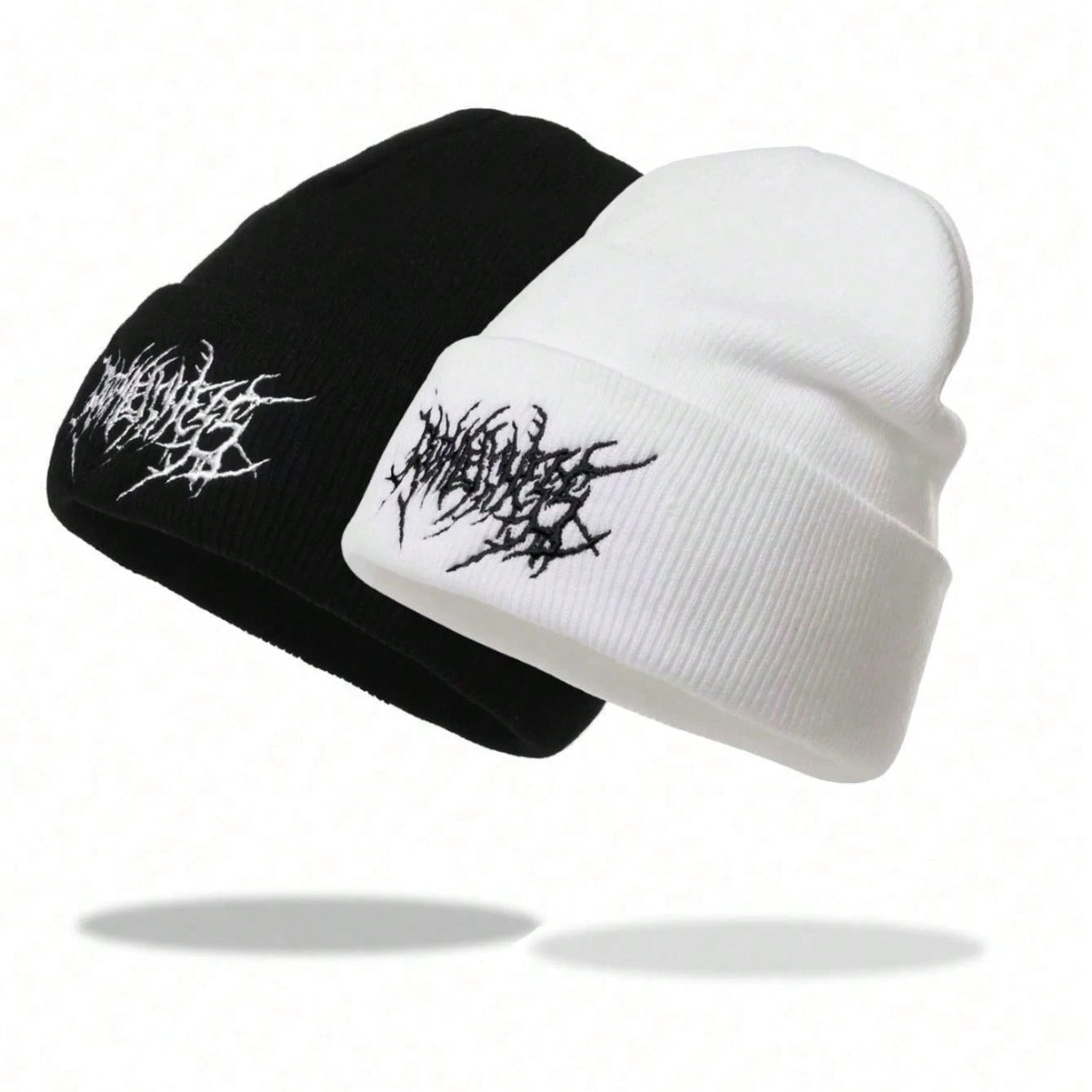 Gothic Y2K Embroidered Knitted Beanie