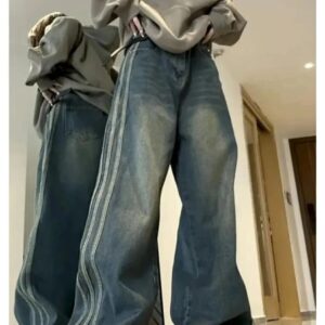 Y2k Newstyle Limde Detail Vintage Wide Leg Jeans Wide Leg Jeans