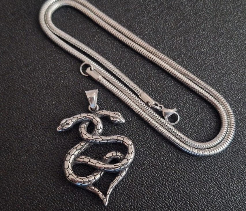 Double Headed Design Men's Stainless Steel Snake Necklace